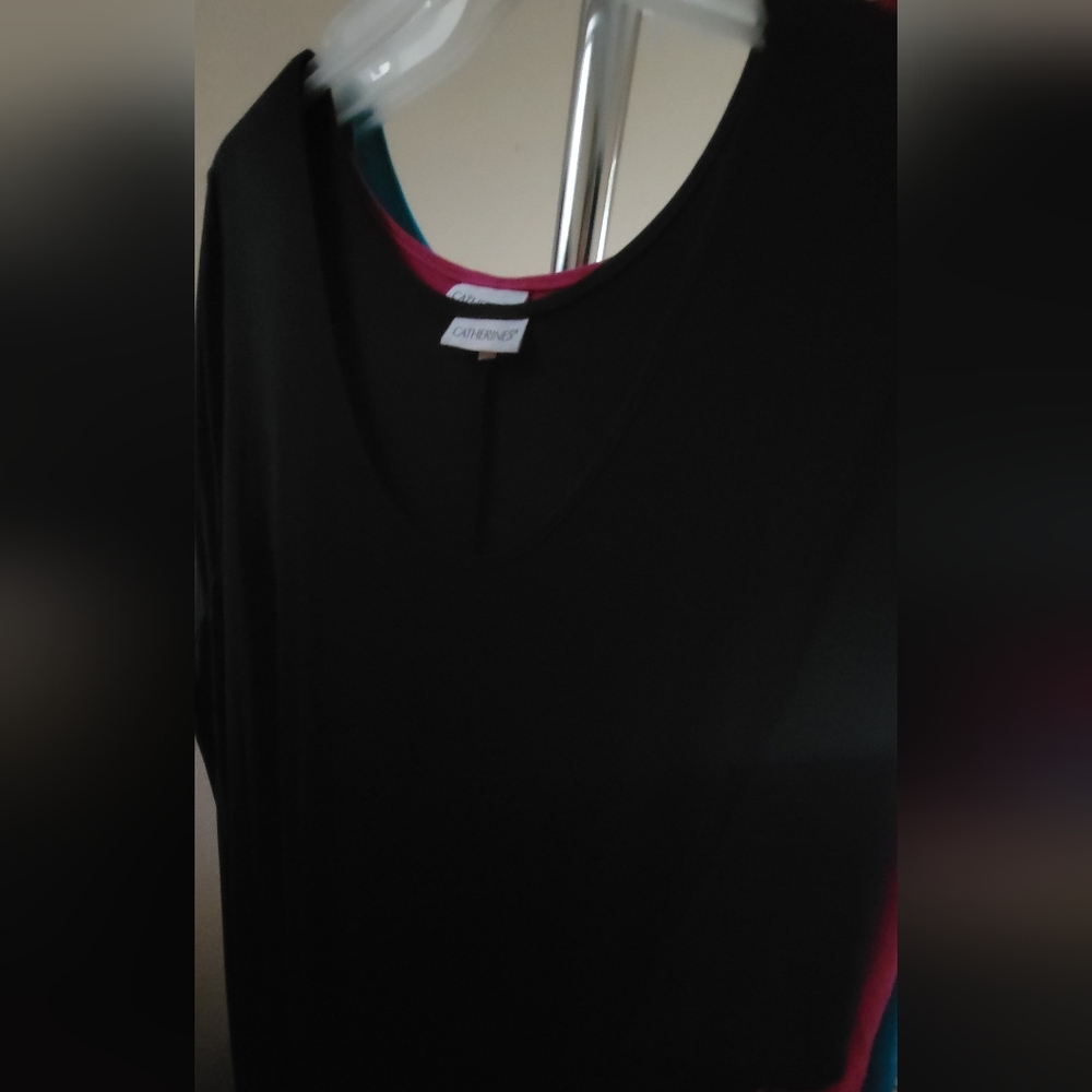 Catherines Black Maxi Short Sleeve Dress w/ Button Accents '- Size 24 - Picture 5 of 5